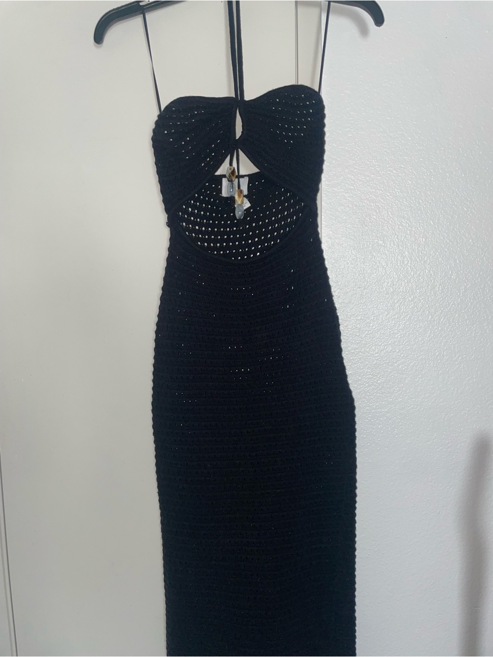 H&M Black Strapless Crochet Cutout Maxi Dress